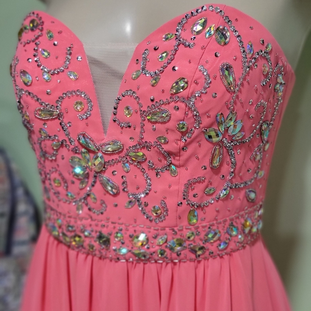 Embellished Coral Pink Prom Formal Dress 5/6
